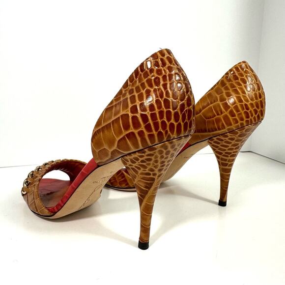 Oscar de la Renta Red and Brown Heels - Picture 10 of 14